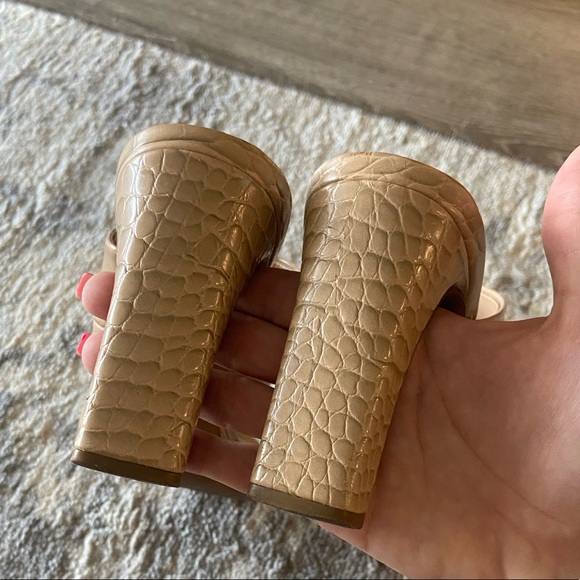 Steven New York Jive Croc Embossed Slip On Heel Sandal in Nude - Picture 8 of 9